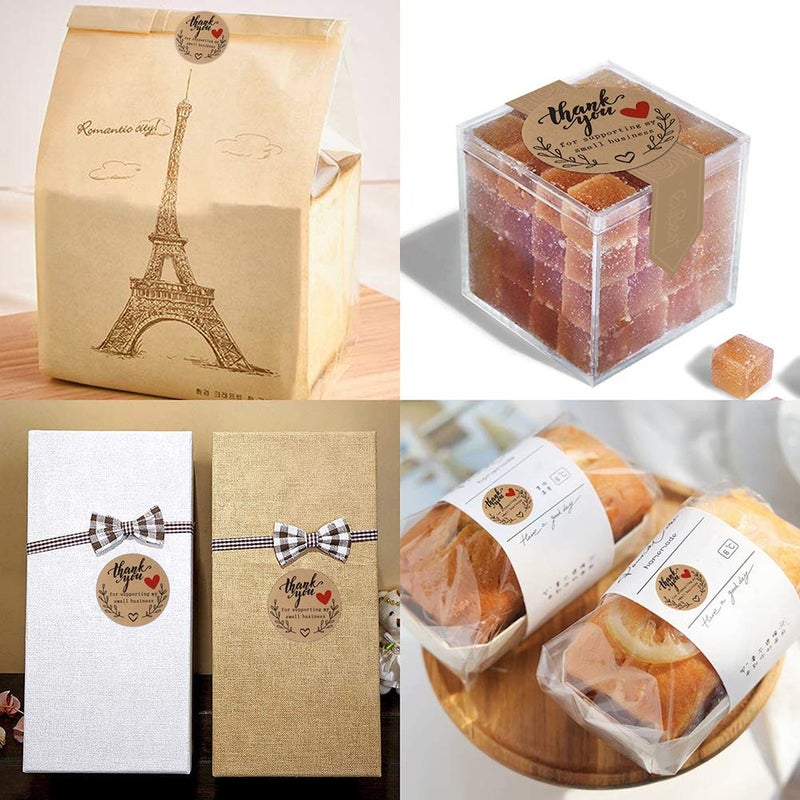 A AKRAF 2'' Thank You for Supporting My Small Business Stickers, Kraft Thank You Labels for Bakeries, Crafters & Small Business Owners, 500 Labels Per Roll - Image 4